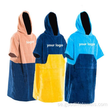 Strandbyte huva handduk torr mantel poncho handduk